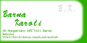 barna karoli business card